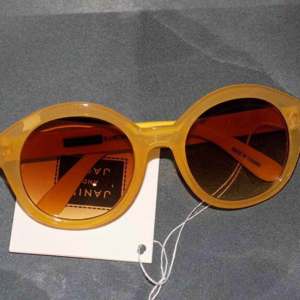 Janie And Jack Yellow Round Sunglasses Size 0-2 Years Girl's NEW